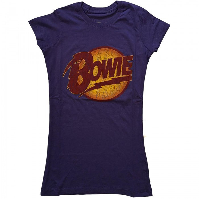 Front - David Bowie Womens/Ladies Diamond Dogs Vintage Logo T-Shirt