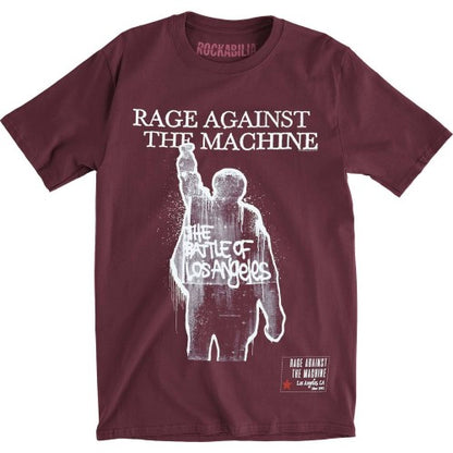 Front - Rage Against the Machine Unisex Adult BOLA Album Cover Back Print Cotton T-Shirt