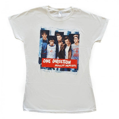 Front - One Direction Womens/Ladies Midnight Memories Strips Cotton Skinny T-Shirt