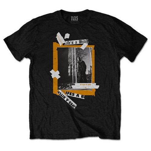 Front - Nas Unisex Adult Life´s A Bitch Back Print Cotton T-Shirt
