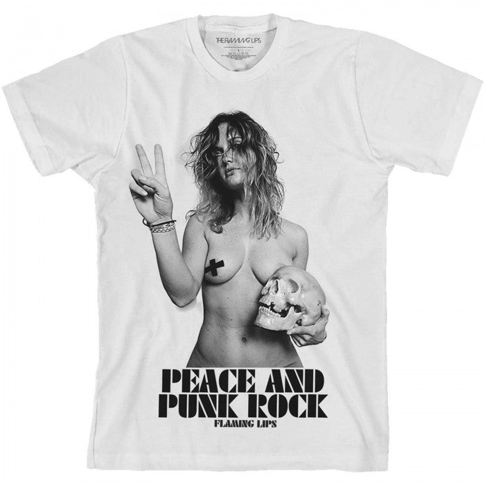 Front - The Flaming Lips Unisex Adult Peace & Punk Rock Girl Cotton T-Shirt