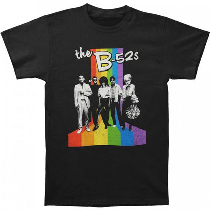 Front - The B-52´s Unisex Adult Rainbow Striped Cotton T-Shirt