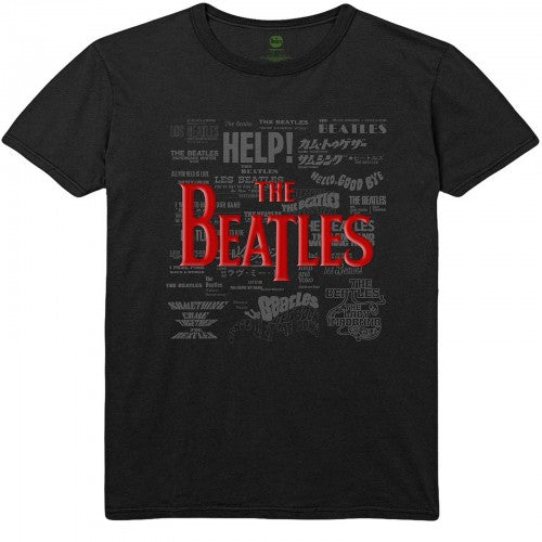Front - The Beatles Unisex Adult Titles Cotton Logo T-Shirt