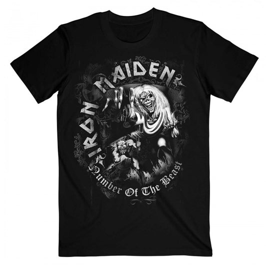 Front - Iron Maiden Unisex Adult Number Of The Beast Grey Tone T-Shirt