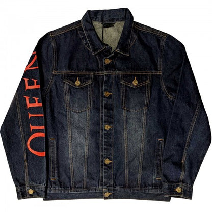 Front - Queen Unisex Adult Crest Cotton Denim Jacket