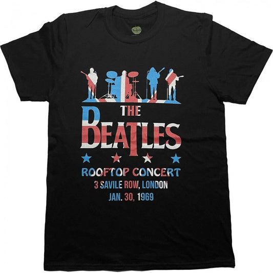 Front - The Beatles Unisex Adult Drop T Rooftop Flag Cotton T-Shirt