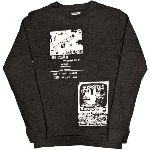 Front - Sex Pistols Unisex Adult 100 Club Back Print Long-Sleeved T-Shirt