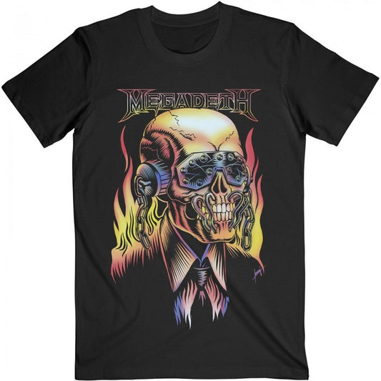 Front - Megadeth Unisex Adult Flaming Vic T-Shirt