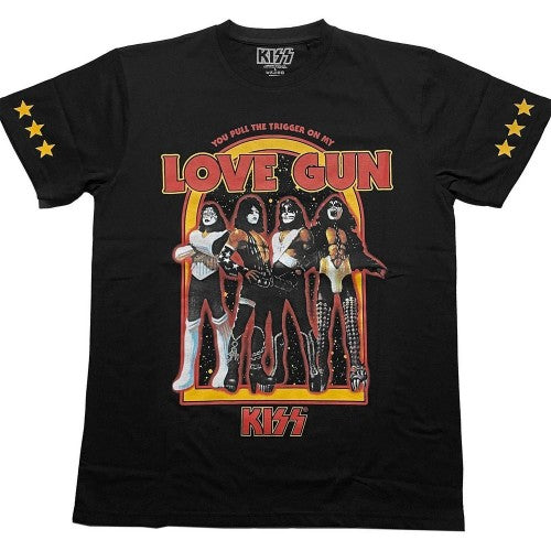 Front - Kiss Unisex Adult Love Gun Stars T-Shirt
