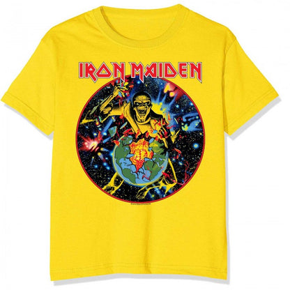 Front - Iron Maiden Unisex Adult World Piece Tour Circle Cotton T-Shirt