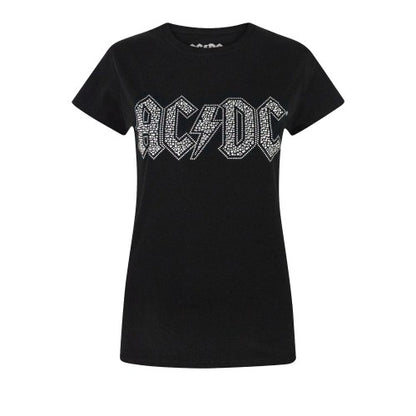 Front - AC/DC Womens/Ladies Diamante Logo T-Shirt