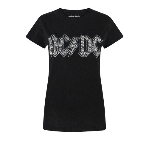 Front - AC/DC Womens/Ladies Diamante Logo T-Shirt
