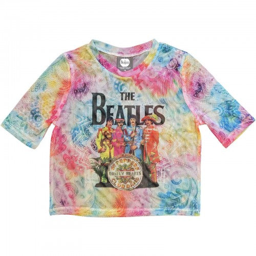 Front - The Beatles Womens/Ladies Sgt Pepper Mesh Crop Top