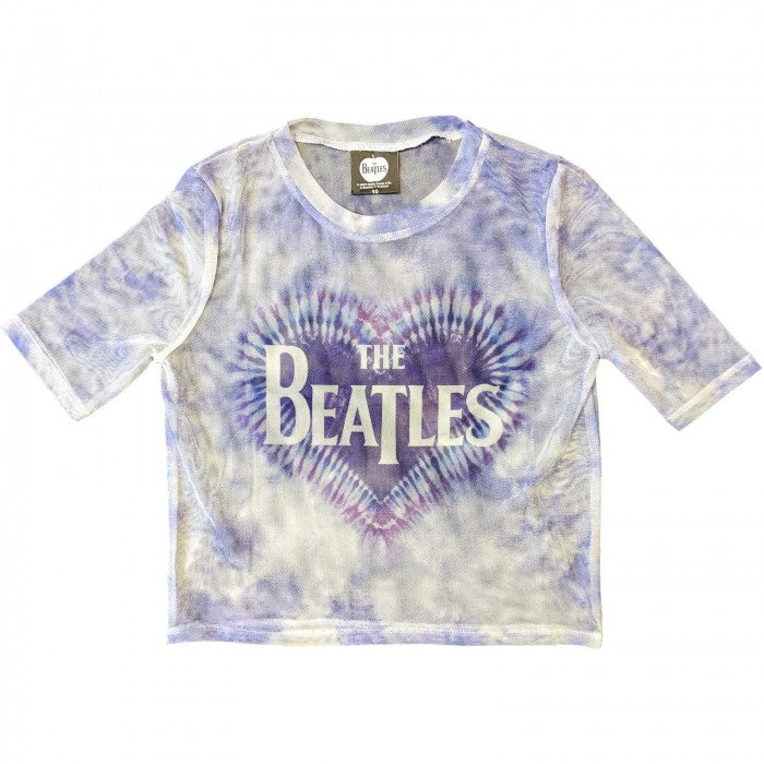 Front - The Beatles Womens/Ladies Heart & Drop T Logo Crop Top