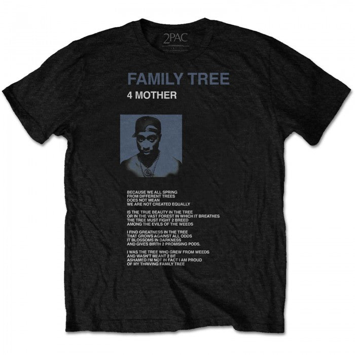 Front - Tupac Shakur Unisex Adult Family Tree Cotton T-Shirt