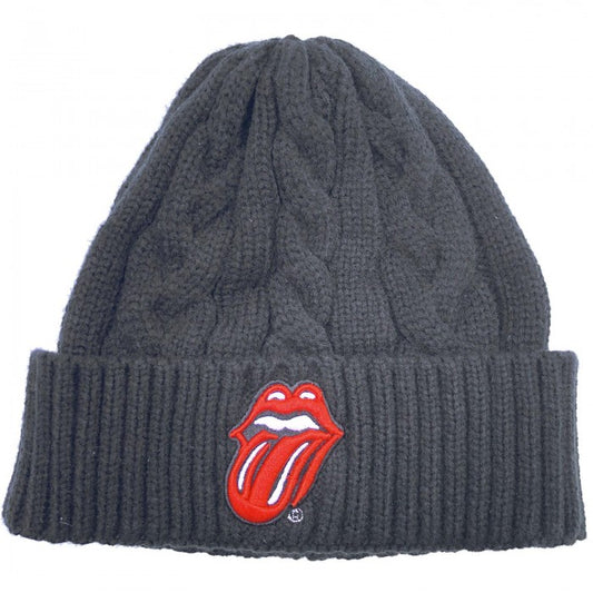 Front - The Rolling Stones Unisex Adult Classic Tongue Cable Knit Beanie