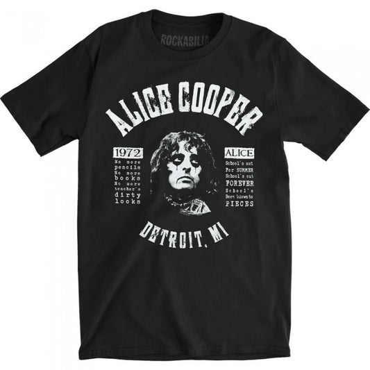 Front - Alice Cooper Unisex Adult School´s Out Song Lyrics Cotton T-Shirt