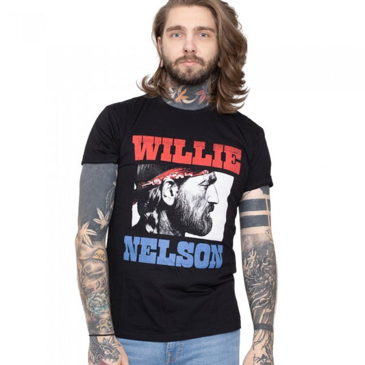 Front - Willie Nelson Unisex Adult Stare Cotton T-Shirt