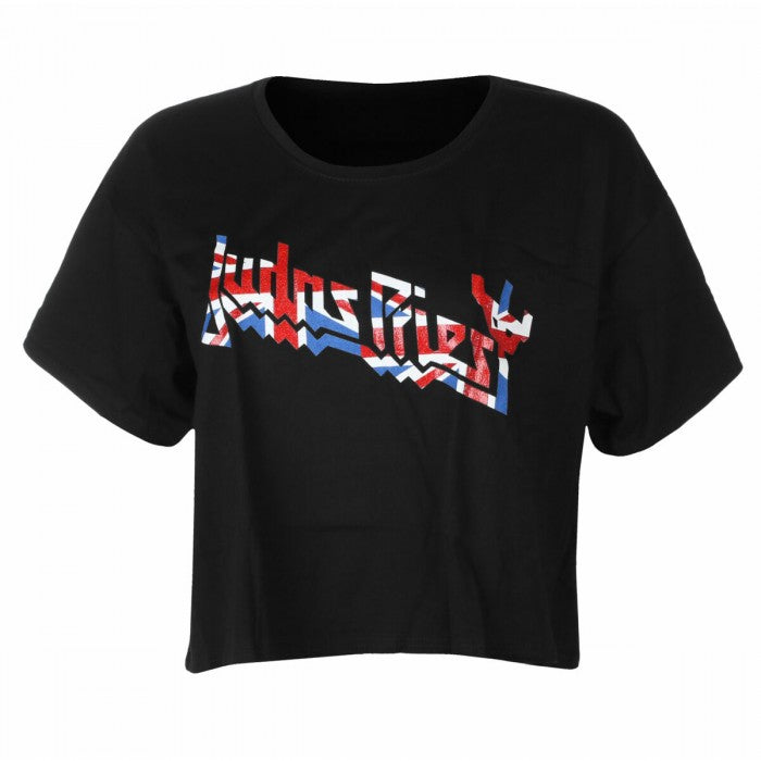Front - Judas Priest Womens/Ladies Union Jack Cotton Boxy T-Shirt