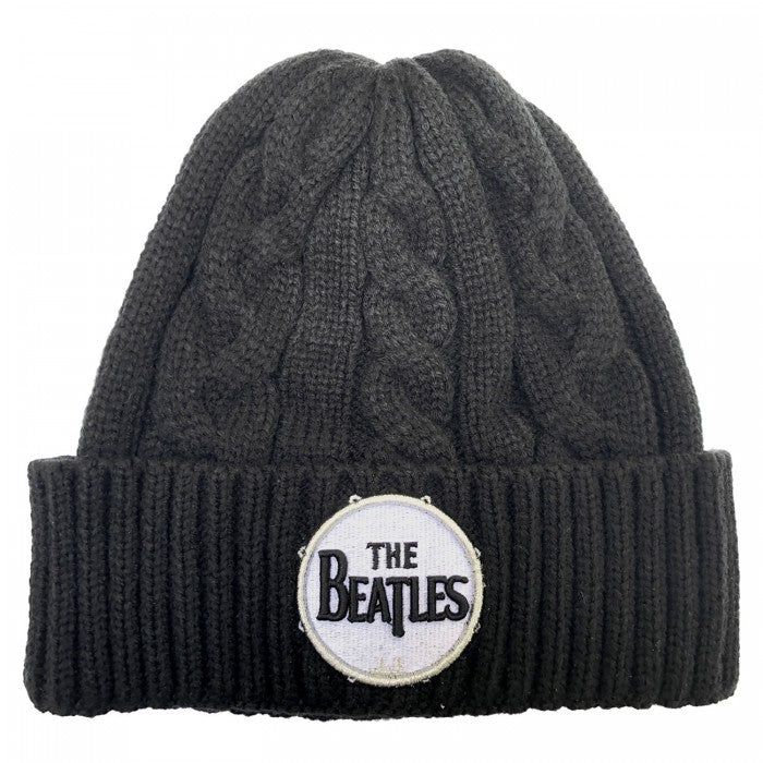 Front - The Beatles Unisex Adult Drum Cable Knit Logo Beanie