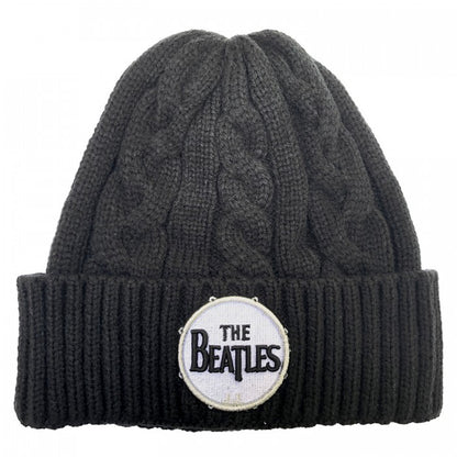 Front - The Beatles Unisex Adult Drum Cable Knit Logo Beanie