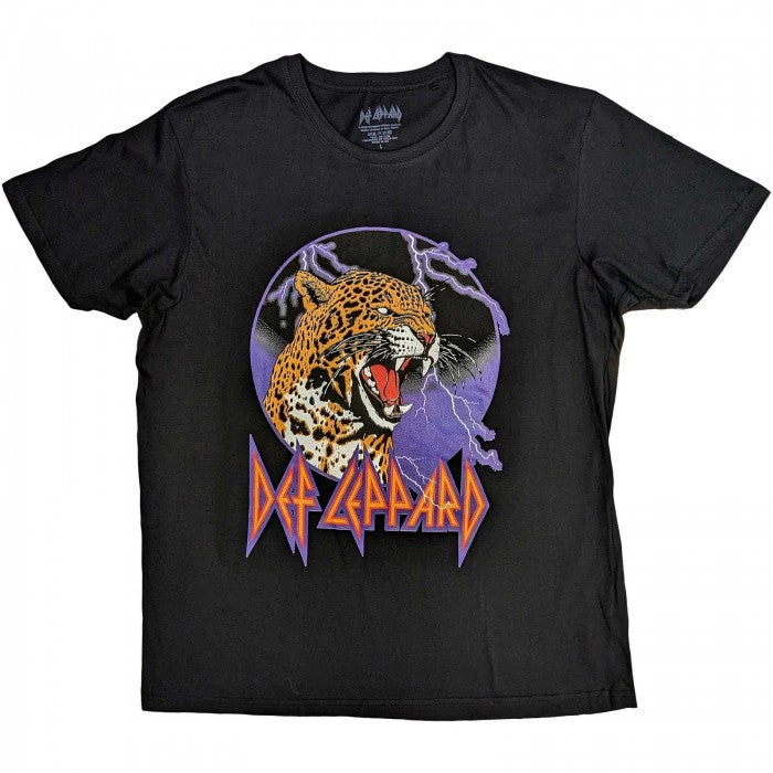 Front - Def Leppard Unisex Adult Lightning Leopard Cotton T-Shirt