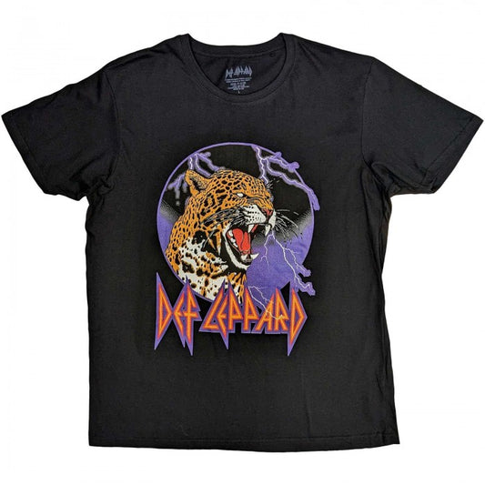 Front - Def Leppard Unisex Adult Lightning Leopard Cotton T-Shirt