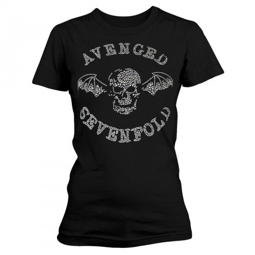 Front - Avenged Sevenfold Womens/Ladies Death Bat Diamante Cotton T-Shirt