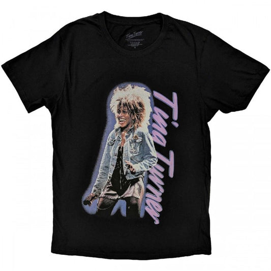 Front - Tina Turner Unisex Adult Vertical Logo Cotton T-Shirt