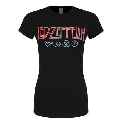 Front - Led Zeppelin Womens/Ladies Symbols Logo T-Shirt