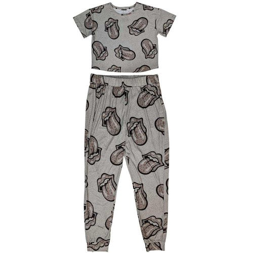 Front - The Rolling Stones Womens/Ladies Heart Logo Pyjama Set