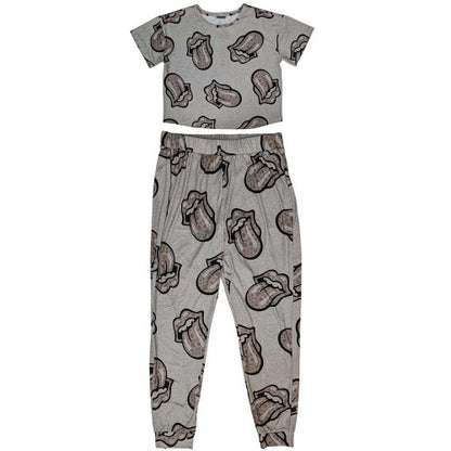 Front - The Rolling Stones Womens/Ladies Heart Logo Pyjama Set