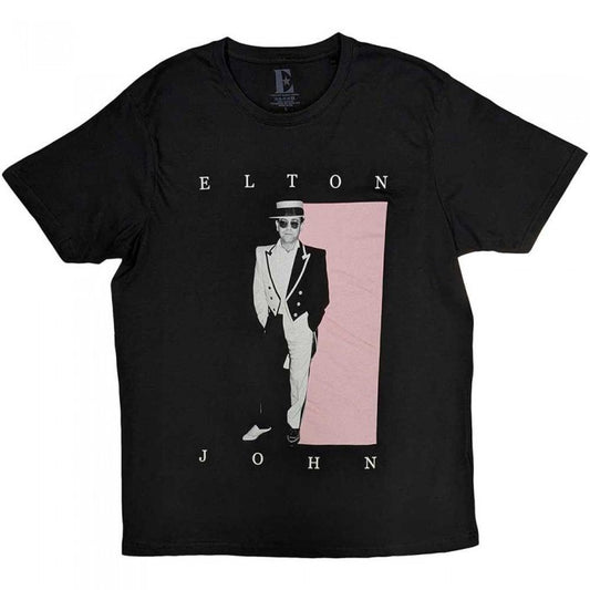 Front - Elton John Unisex Adult Tux Photo Cotton T-Shirt