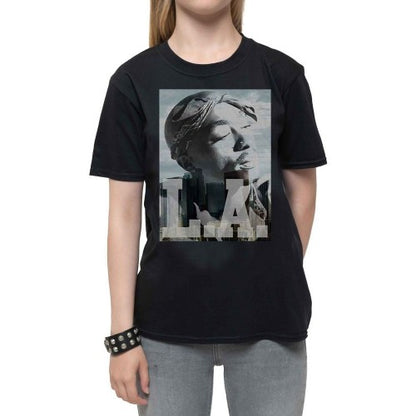 Front - Tupac Shakur Childrens/Kids LA Skyline Cotton T-Shirt