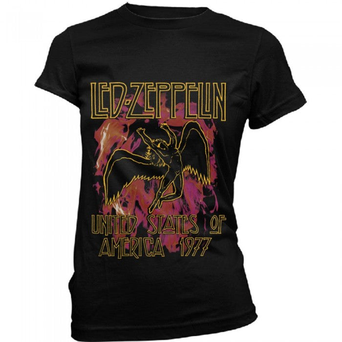 Front - Led Zeppelin Womens/Ladies Flames T-Shirt