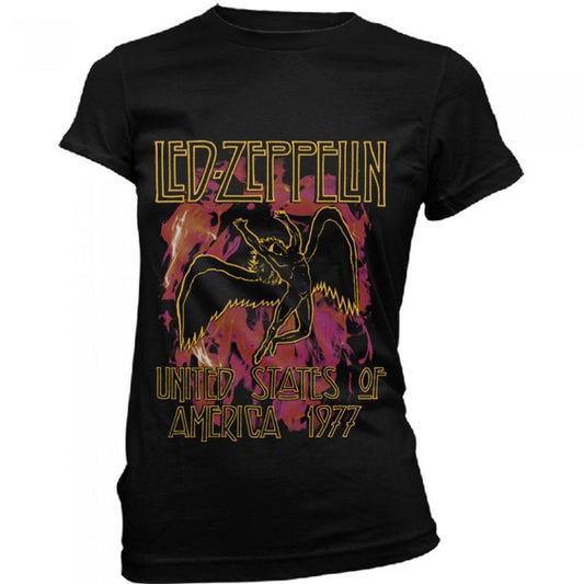 Front - Led Zeppelin Womens/Ladies Flames T-Shirt