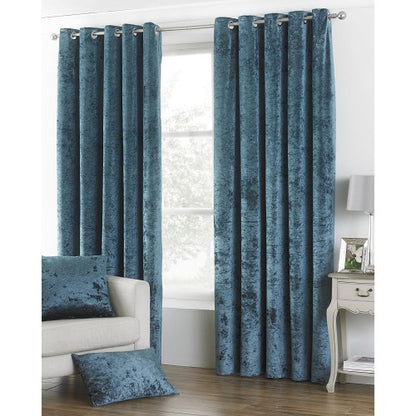 Front - Riva Home Verona Velvet Style Eyelet Curtains