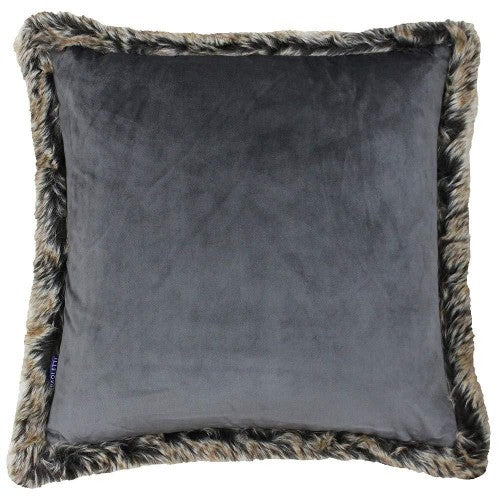 Front - Riva Paoletti Kiruna Faux Fur Edged Square Cushion Cover