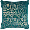 Teal - Front - Paoletti Tayanna Velvet Metallic Cushion Cover
