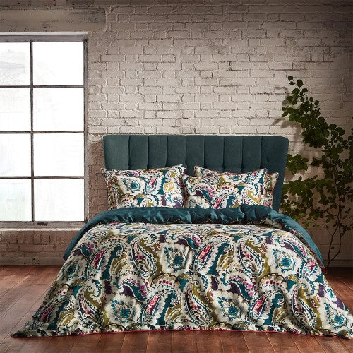 Front - EW By Edinburgh Weavers Aretha Contrast Piping Sateen Paisley Duvet Cover Set
