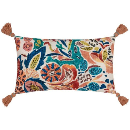 Front - Wylder Aquess Tassel Floral Cushion Cover