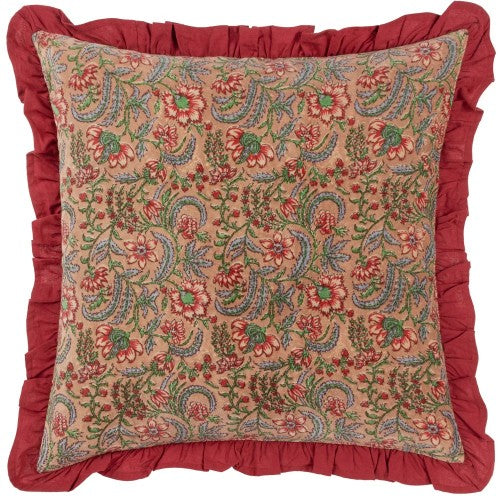 Front - Paoletti Haven Cotton Velvet Floral Cushion Cover