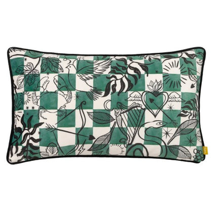 Front - Furn Mythos Piping Detail Velvet Cushion Cover