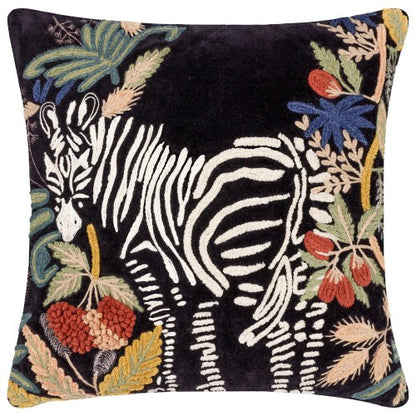 Front - Wylder Exotic Embroidered Zebra Cushion Cover