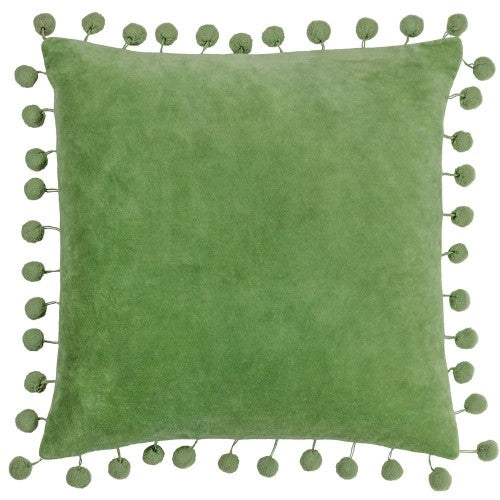 Front - Furn Dora Pom Pom Velvet Square Cushion Cover