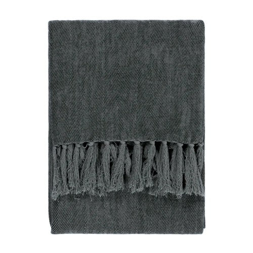 Front - Yard Harri Herringbone Fringe Throw