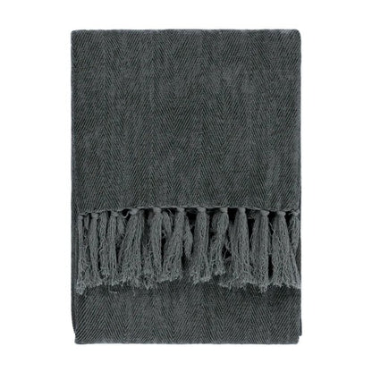 Front - Yard Harri Herringbone Fringe Throw