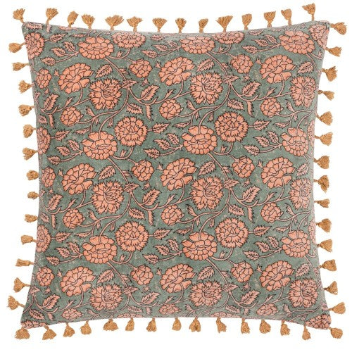 Front - Paoletti Marisa Cotton Velvet Floral Cushion Cover