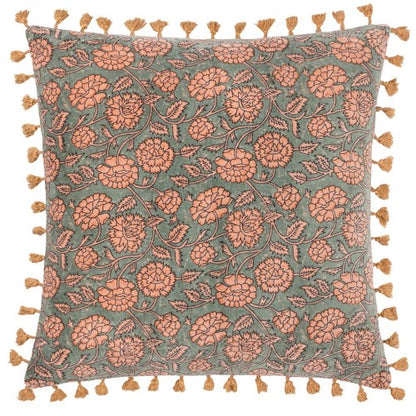 Front - Paoletti Marisa Cotton Velvet Floral Cushion Cover