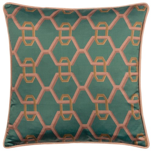 Front - Paoletti Carnaby Satin Chain Geometric Cushion Cover
